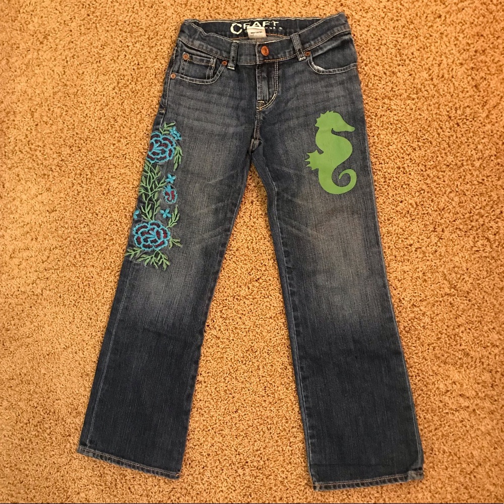 Craft cropped embroidered jeans